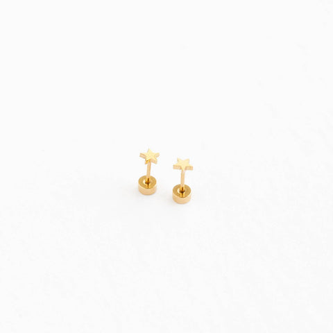 Mini Star Stud Earrings - Hypoallergenic, Flat Back, Girl