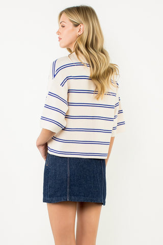 Short Sleeve Striped Knit Top