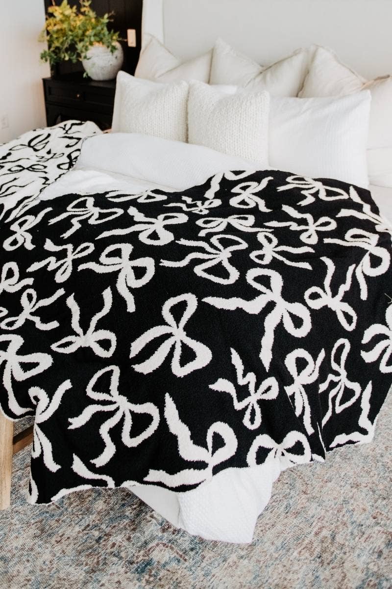 Katydid | Black & White Bows Double Sided Wholesale Blanket