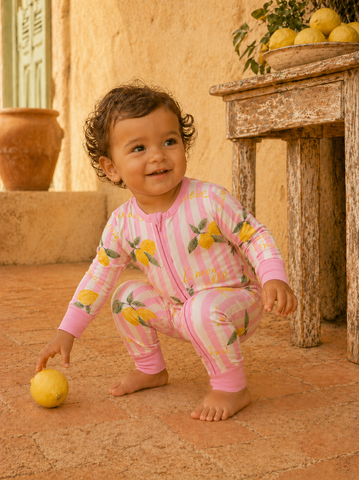 2-Way Zip Romper, Lemon Amore