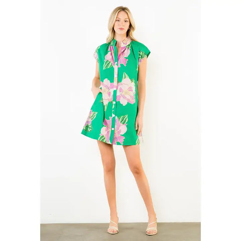THML | Short Sleeve Floral Print Dress
