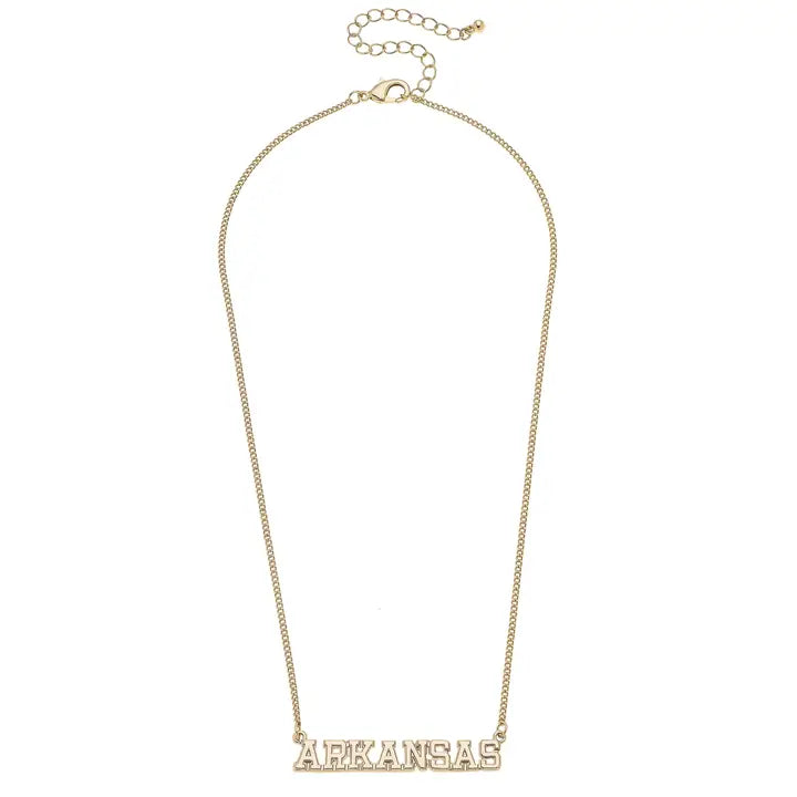 Arkansas Razorbacks Gold Varsity Necklace