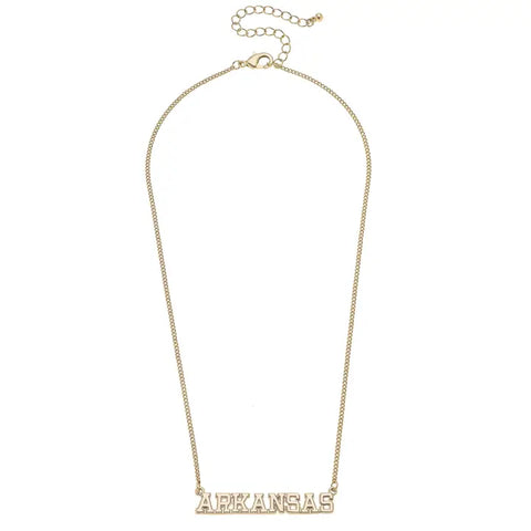 Arkansas Razorbacks Gold Varsity Necklace