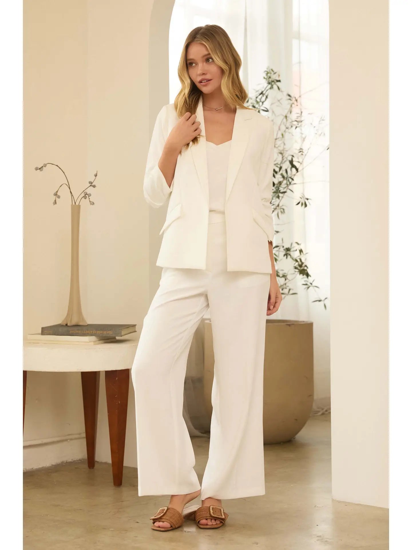 Shirred Sleeve Blazer