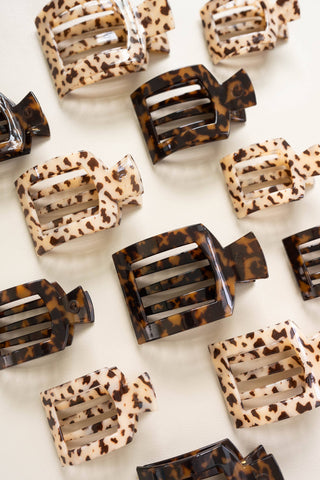 Square Flat Hair Clip | Large | Blonde Tortoise