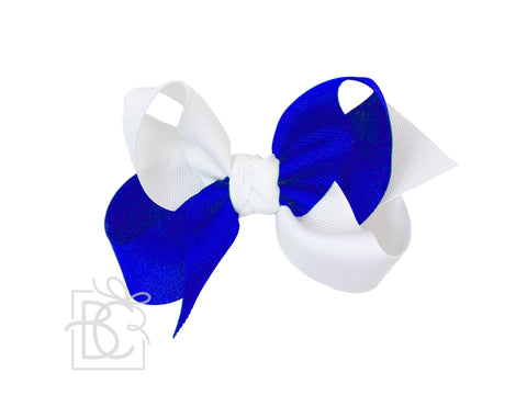 Blue & White Crisscross Grosgrain Bow