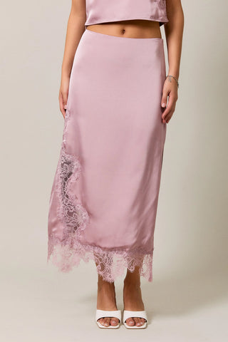 Lace Trim Detail Midi Skirt