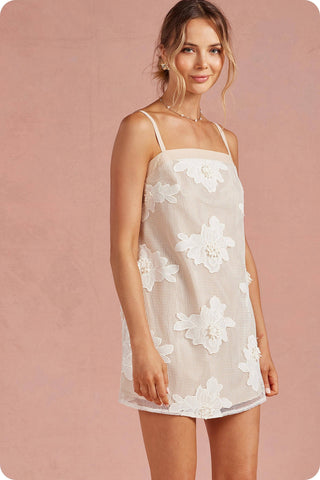 Embroidery Floral Mesh Mini Dress