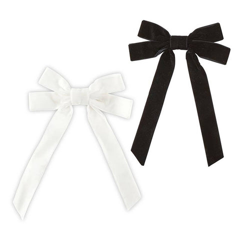 Bella | Velvet Bow Clip Set - White/Black