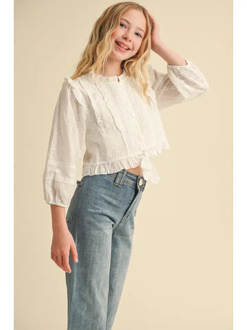 Kids Cropped Button Down Blouse