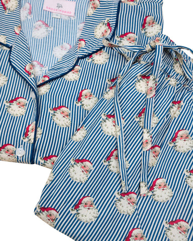 Navy Striped Vintage Santa Mens Pajama Set