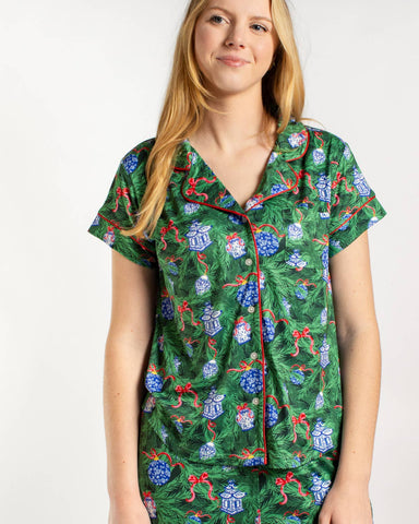 RS | Spruce It Up Short Sleeve Button Up Sleep Shirt