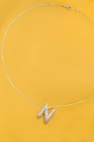 Initial Rhinestone Bubble Necklace