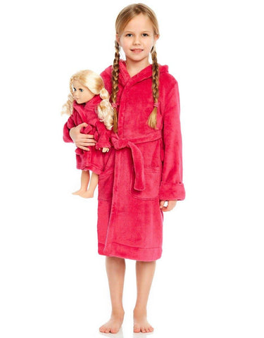 Kids Girl & Doll Fleece Hooded Robe