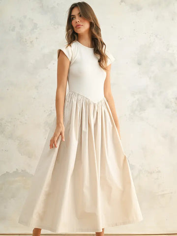 Rib and Woven Skirt Combo Dress