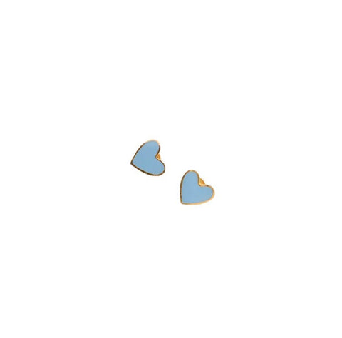 Enamel Heart Stud Earring - Hypoallergenic, Flat Back, Girl