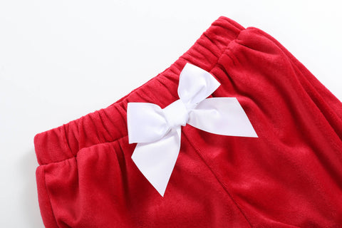 Red Velour Christmas Smocked Dress and Bloomers Set