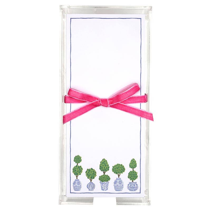 Rectangle Notepaper with Acrylic Tray - Topiaries