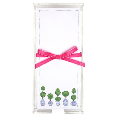 Rectangle Notepaper with Acrylic Tray - Topiaries