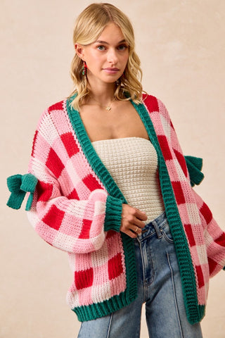 Christmas Theme Open Front Cardigan