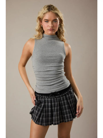 High Neck Top with Side Ruching