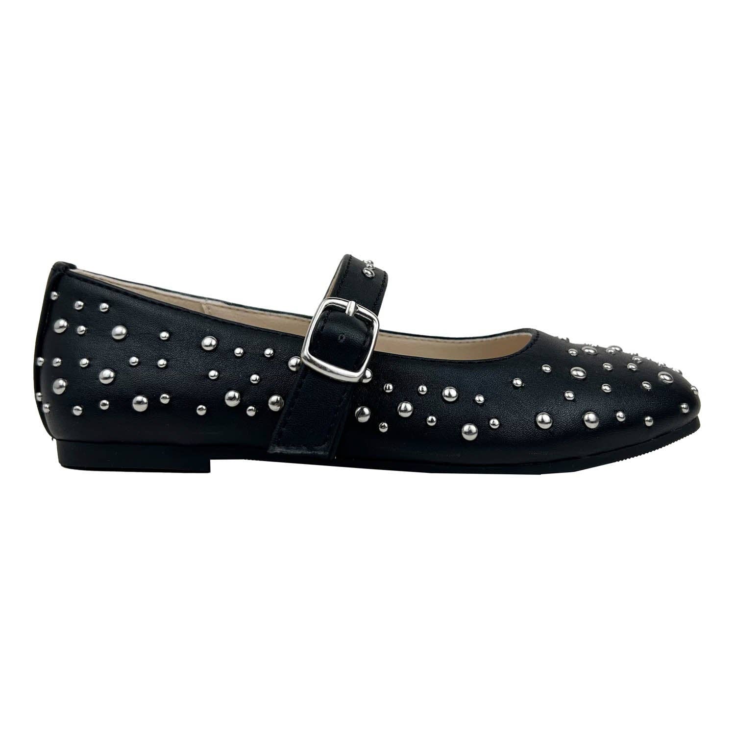 Miss Sadie Ballet Flat in Black Studs - Kids