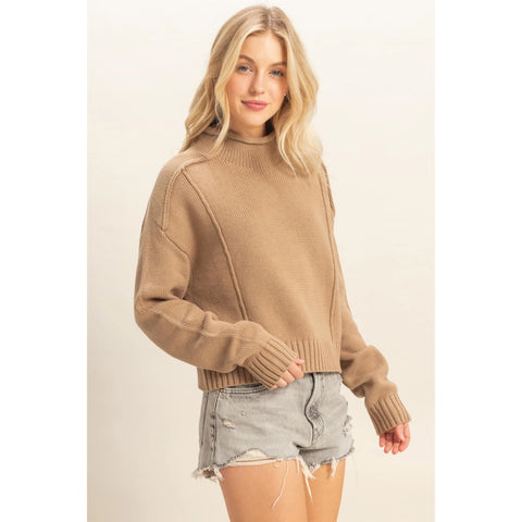 Mock Neck Ribbed Sweater