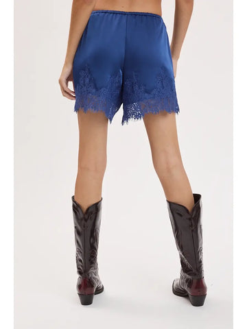 Shiny Solid Color Lace Down Dressy Shorts
