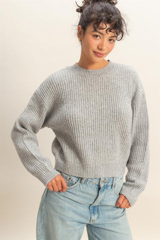 Ribbed Crew Neck Sweater
