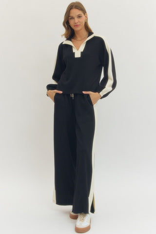 Entro | Solid Wide Leg Knit Pants