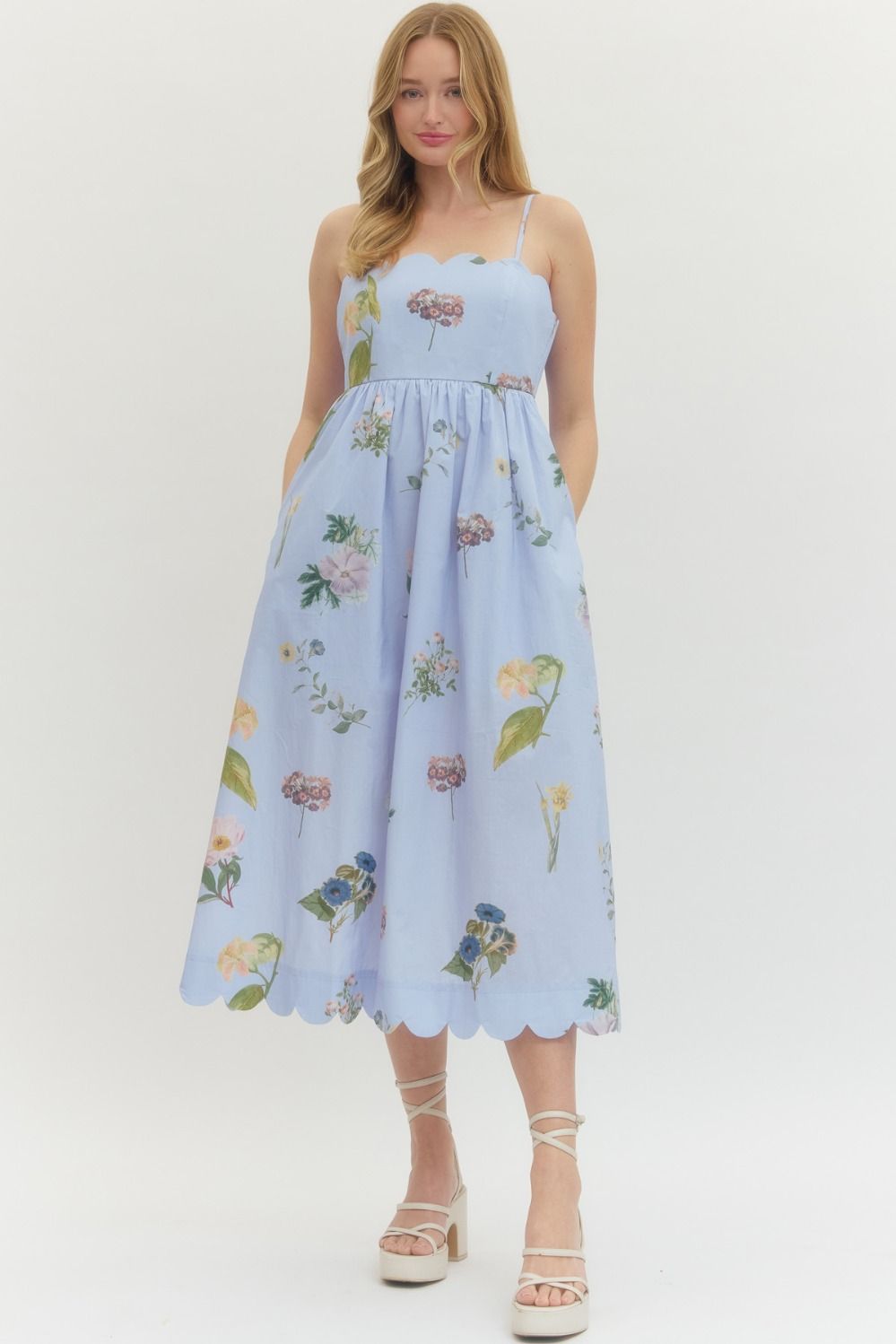 Entro | Floral Print Sleeveless Midi Dress