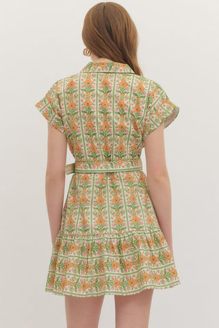 Entro | Striped Print Flutter Sleeve Mini Dress
