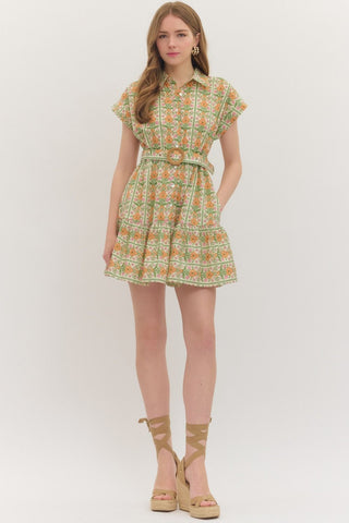 Entro | Striped Print Flutter Sleeve Mini Dress