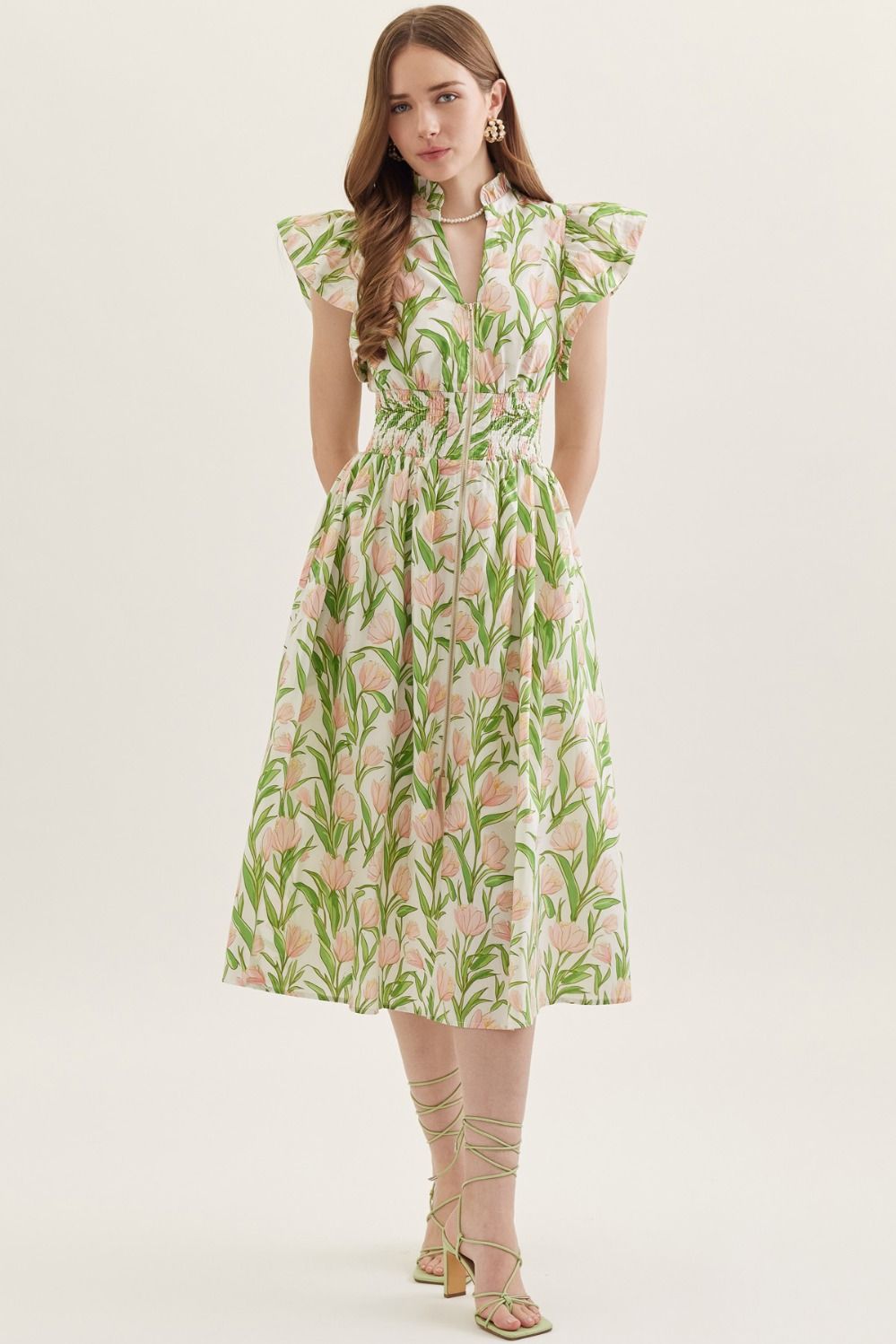 Entro | Botanical Print Midi Dress