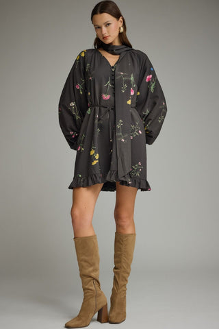 Entro | Floral Mini Dress W/ Scarf Detail