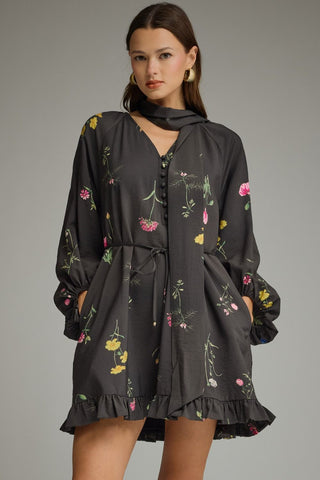 Entro | Floral Mini Dress W/ Scarf Detail