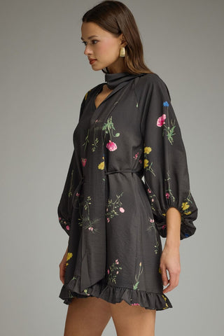 Entro | Floral Mini Dress W/ Scarf Detail