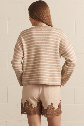 Entro | Striped Long Sleeve Button Up Cardigan