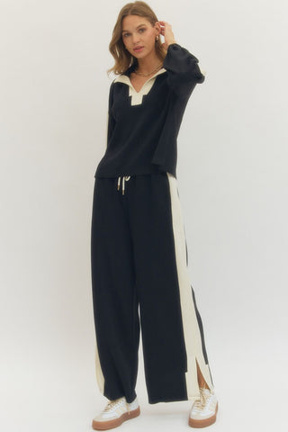 Entro | Solid Wide Leg Knit Pants