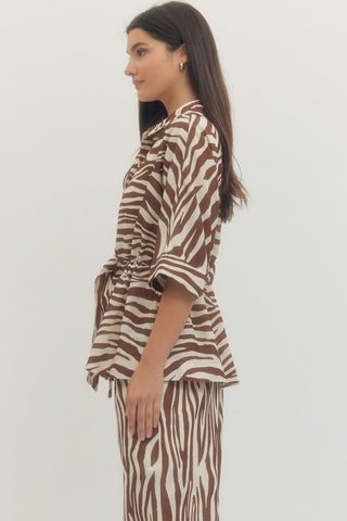 Entro | Zebra Print Half Sleeve Wrap Shirt