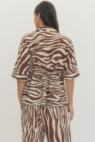 Entro | Zebra Print Half Sleeve Wrap Shirt