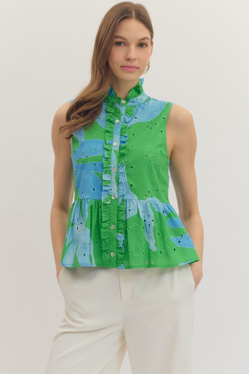 Entro | Eyelet Peplum Top