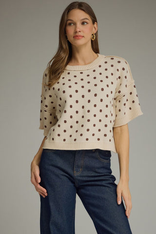 Entro | Polka Dot Short Sleeve Sweater