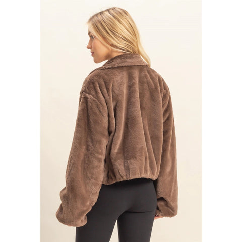 Faux Fur Zip Up Jacket
