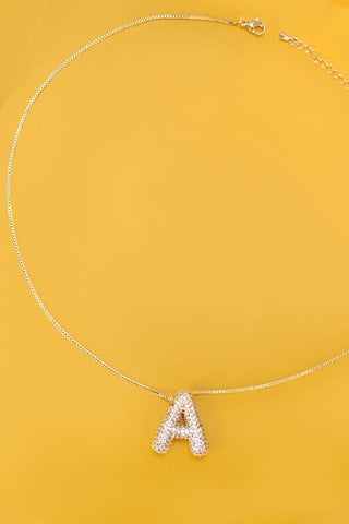 Initial Rhinestone Bubble Necklace
