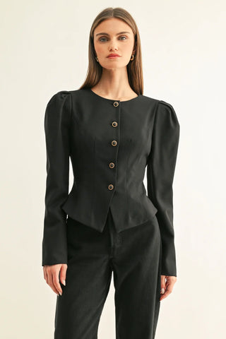 AR | Jaylyn Fitted Jacket in Black Glitter