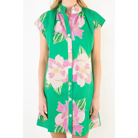 THML | Short Sleeve Floral Print Dress