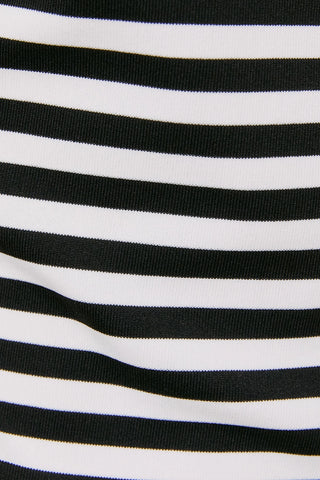 Sleeveless High Neck Stripe Knit Top in Black/White Stripe