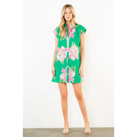 THML | Short Sleeve Floral Print Dress