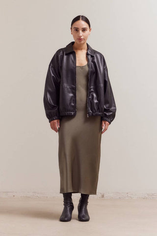 Vegan Leather Bomber Jacket